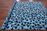 Blue Modern Floral Hand Knotted Area Rug - 8' 0" X 10' 0" - Golden Nile