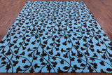 Blue Modern Floral Hand Knotted Area Rug - 8' 0" X 10' 0" - Golden Nile