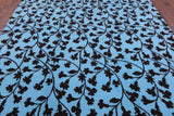 Blue Modern Floral Hand Knotted Area Rug - 8' 0" X 10' 0" - Golden Nile