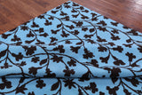 Blue Modern Floral Hand Knotted Area Rug - 8' 0" X 10' 0" - Golden Nile