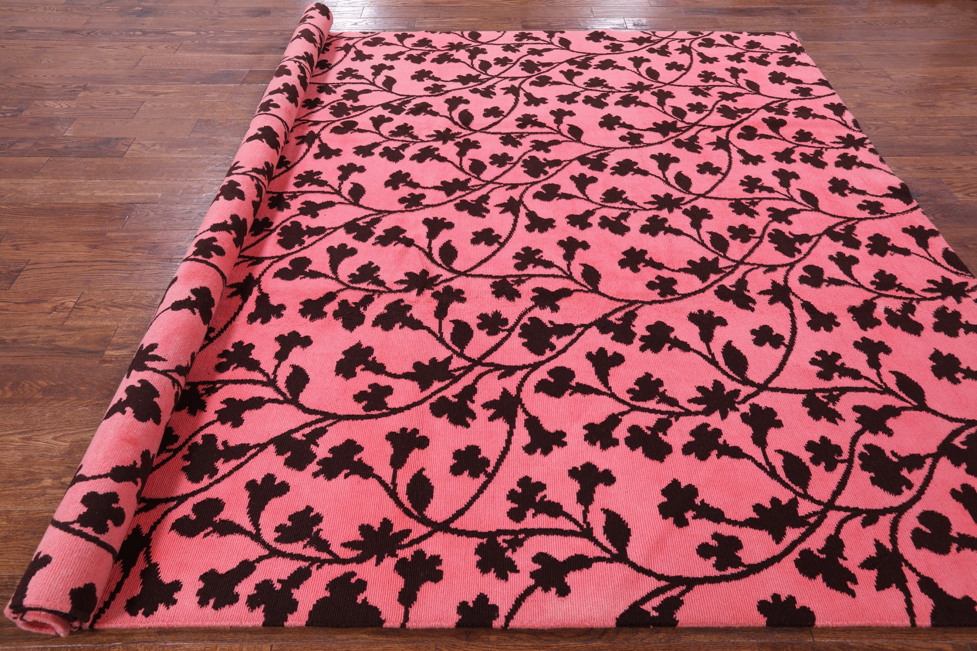 Pink Modern Floral Hand Knotted Area Rug - 8' 0" X 10' 0" - Golden Nile