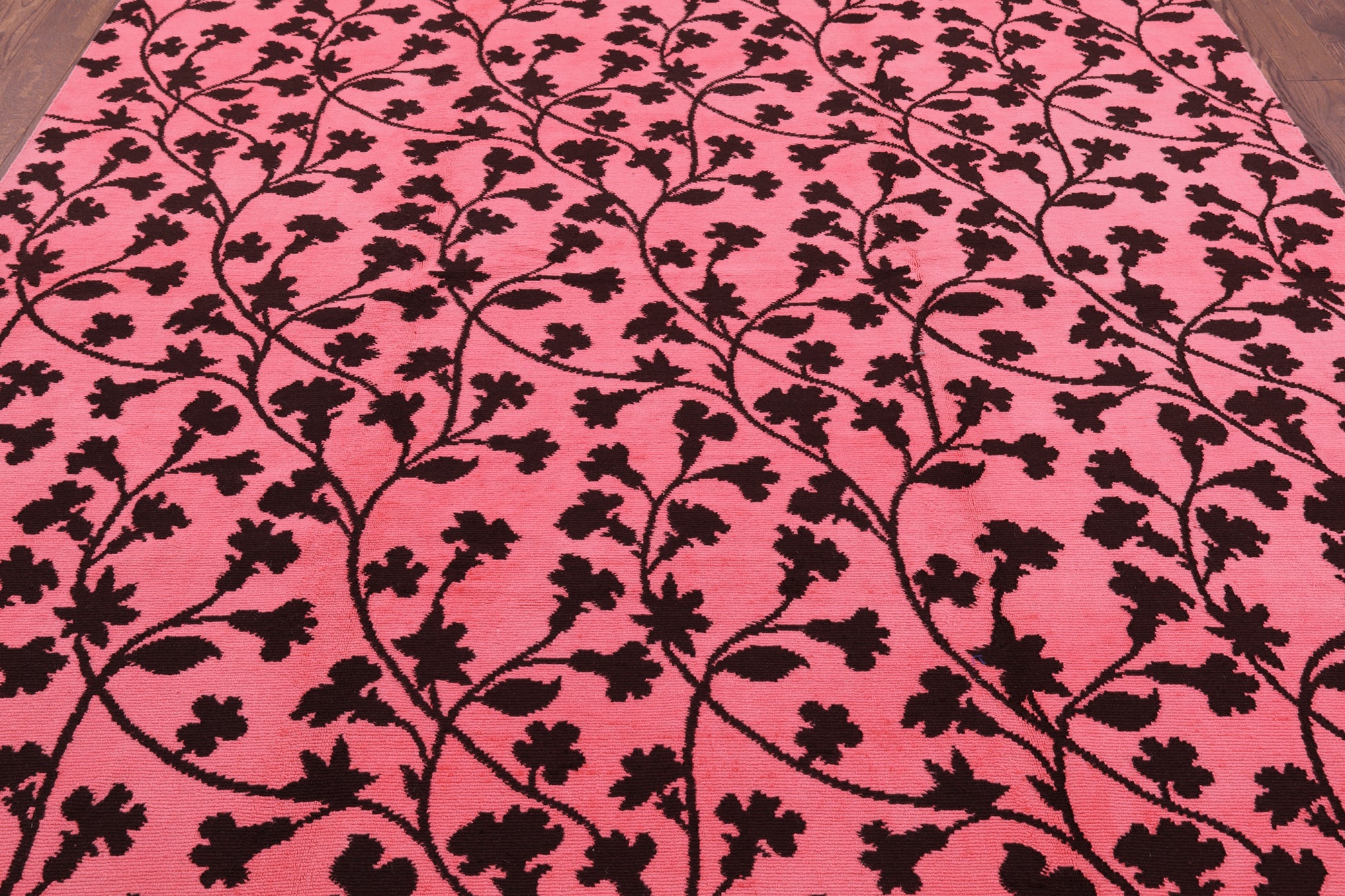 Pink Modern Floral Hand Knotted Area Rug - 8' 0" X 10' 0" - Golden Nile