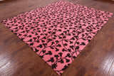 Pink Modern Floral Hand Knotted Area Rug - 8' 0" X 10' 0" - Golden Nile