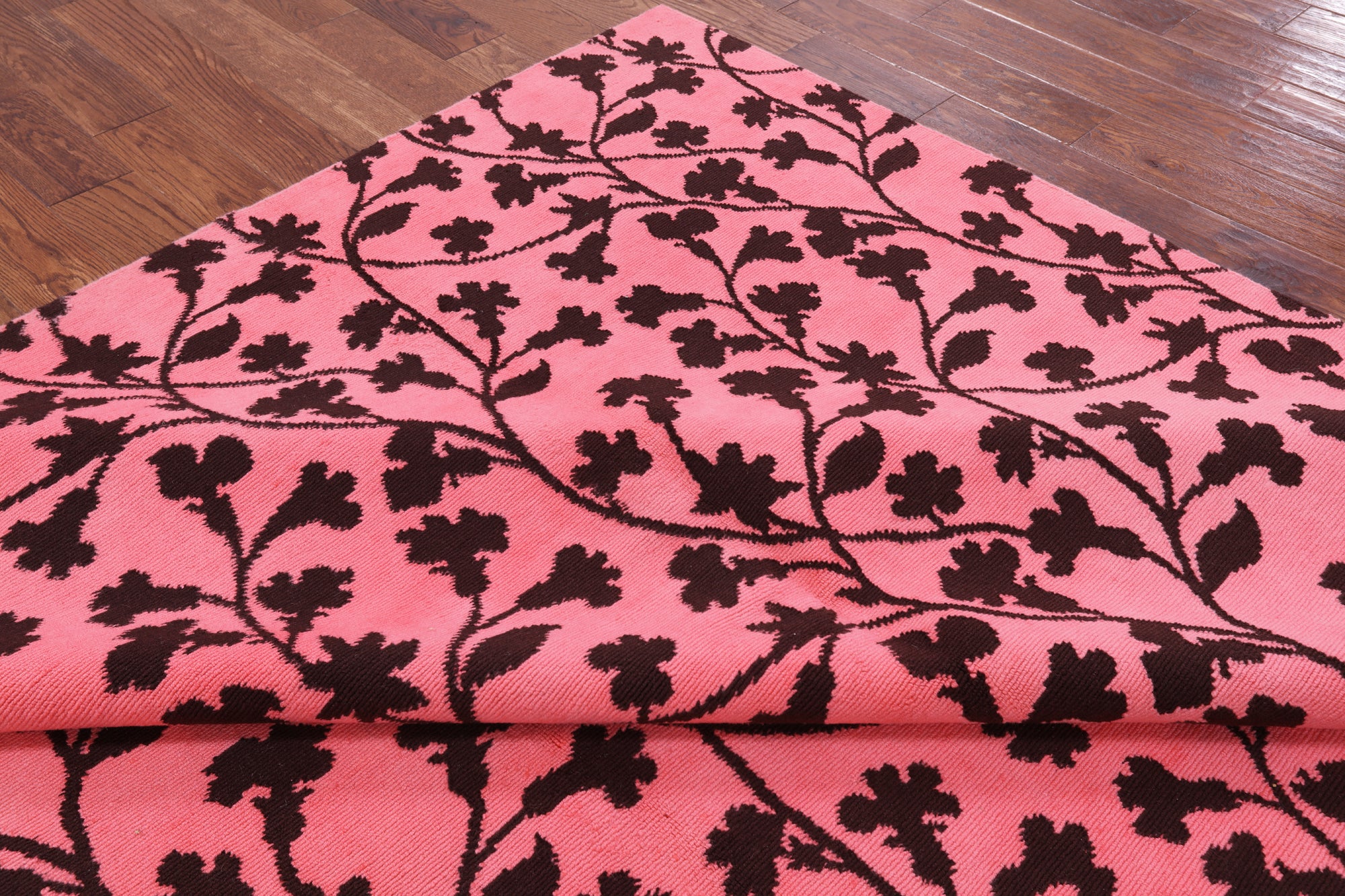 Pink Modern Floral Hand Knotted Area Rug - 8' 0" X 10' 0" - Golden Nile