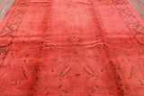 Red Full Pile Overdyed Hand Knotted Wool Rug - 7' 10" X 11' 8" - Golden Nile