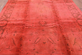 Red Full Pile Overdyed Hand Knotted Wool Rug - 7' 10" X 11' 8" - Golden Nile