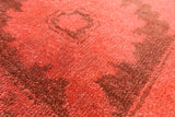 Red Full Pile Overdyed Hand Knotted Wool Rug - 7' 10" X 11' 8" - Golden Nile