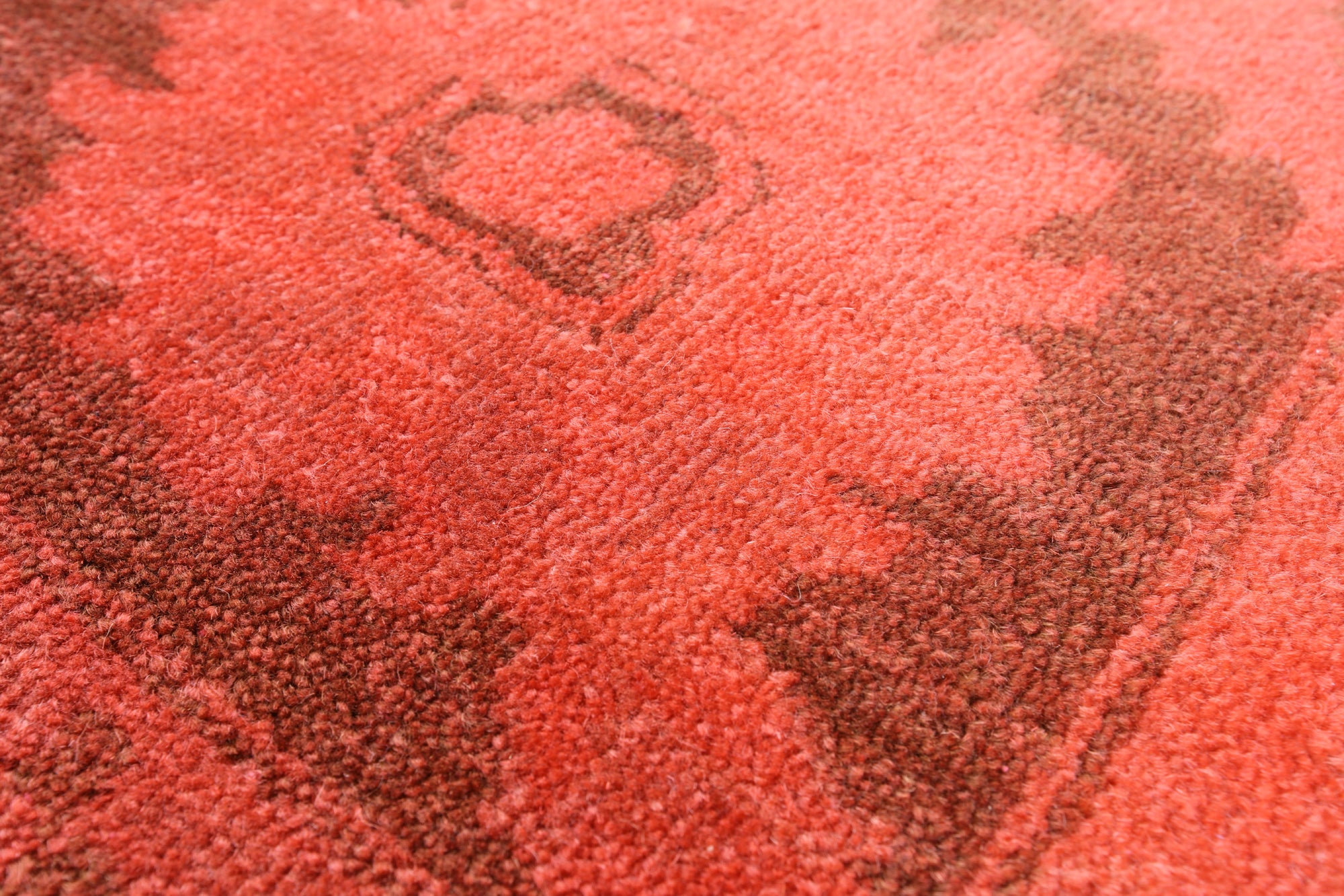 Red Full Pile Overdyed Hand Knotted Wool Rug - 7' 10" X 11' 8" - Golden Nile