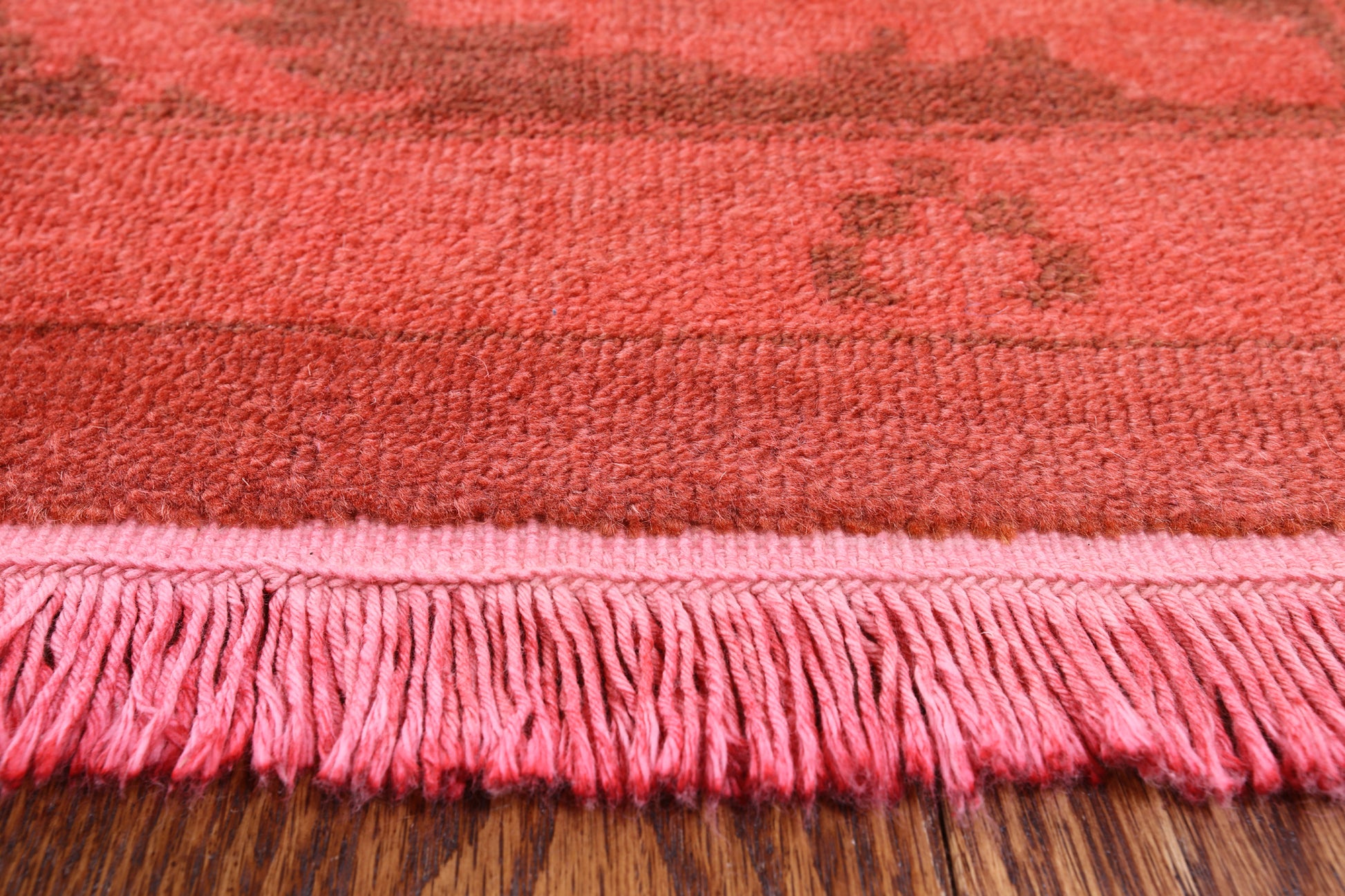 Red Full Pile Overdyed Hand Knotted Wool Rug - 7' 10" X 11' 8" - Golden Nile