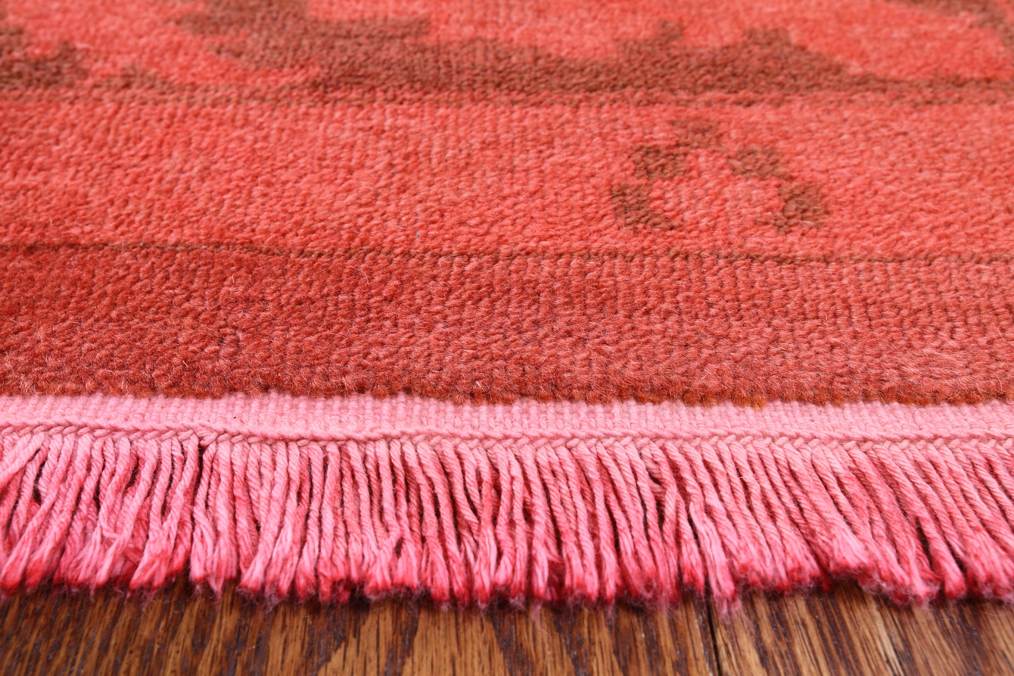 Red Full Pile Overdyed Hand Knotted Wool Rug - 7' 10" X 11' 8" - Golden Nile