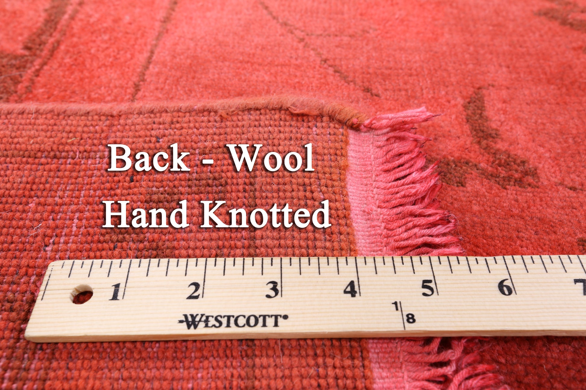 Red Full Pile Overdyed Hand Knotted Wool Rug - 7' 10" X 11' 8" - Golden Nile