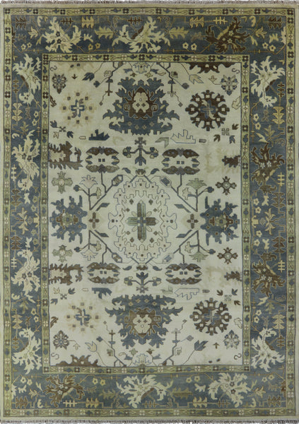 Traditional Oushak 10 X 14 Hand Knotted Rug - Golden Nile