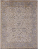 Ivory Peshawar White Wash Hand Knotted Wool Rug - 8' 0" X 10' 3" - Golden Nile