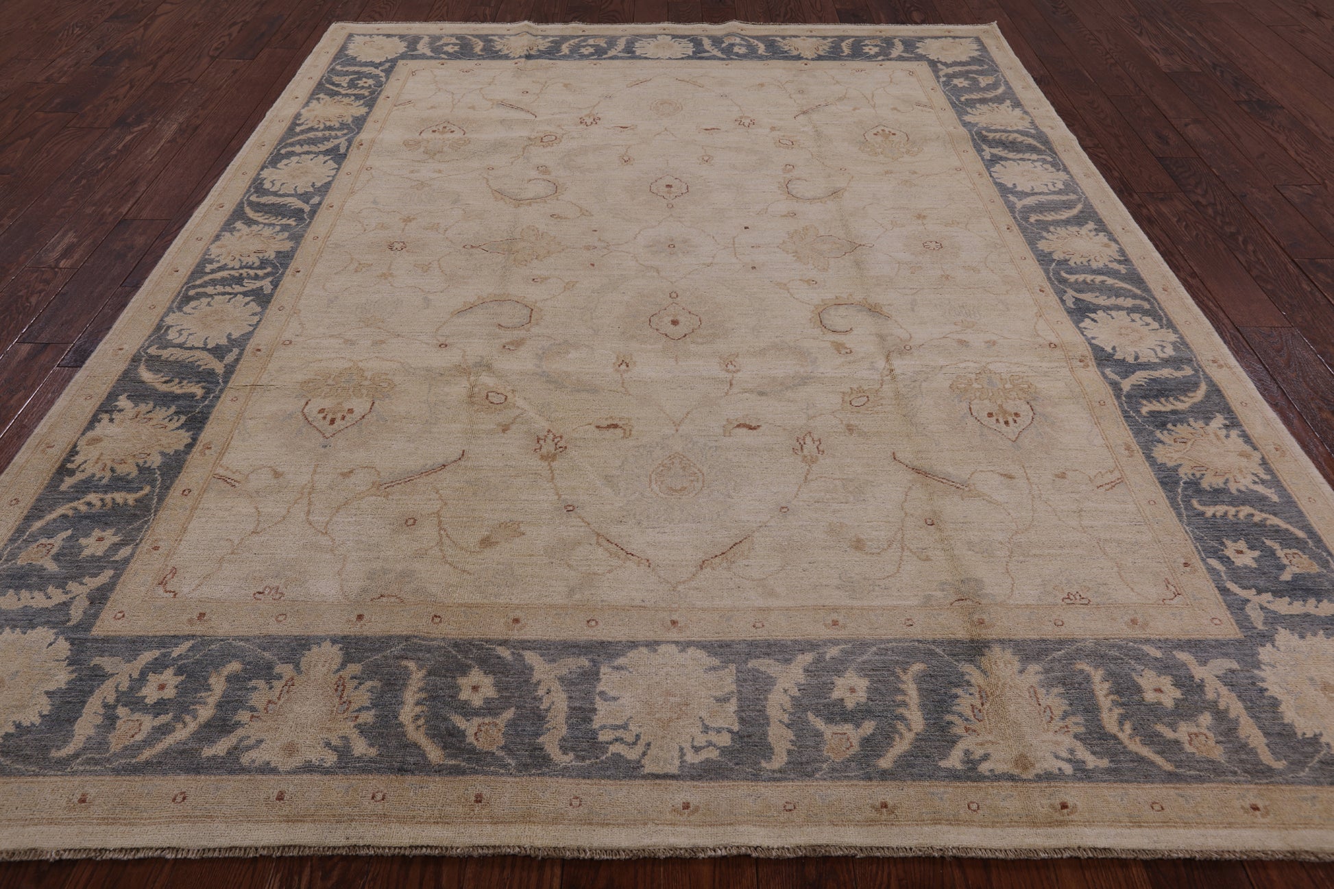 Ivory Peshawar Hand Knotted Wool Rug - 8' 2" X 10' 0" - Golden Nile