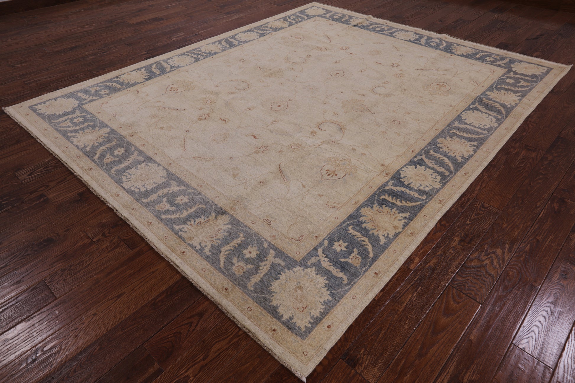 Ivory Peshawar Hand Knotted Wool Rug - 8' 2" X 10' 0" - Golden Nile