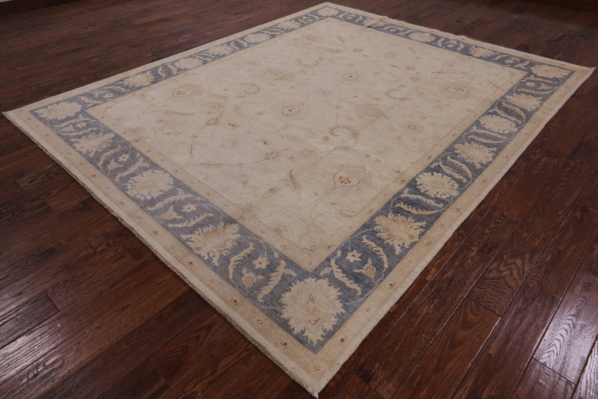 Ivory Peshawar Hand Knotted Wool Rug - 8' 2" X 10' 0" - Golden Nile