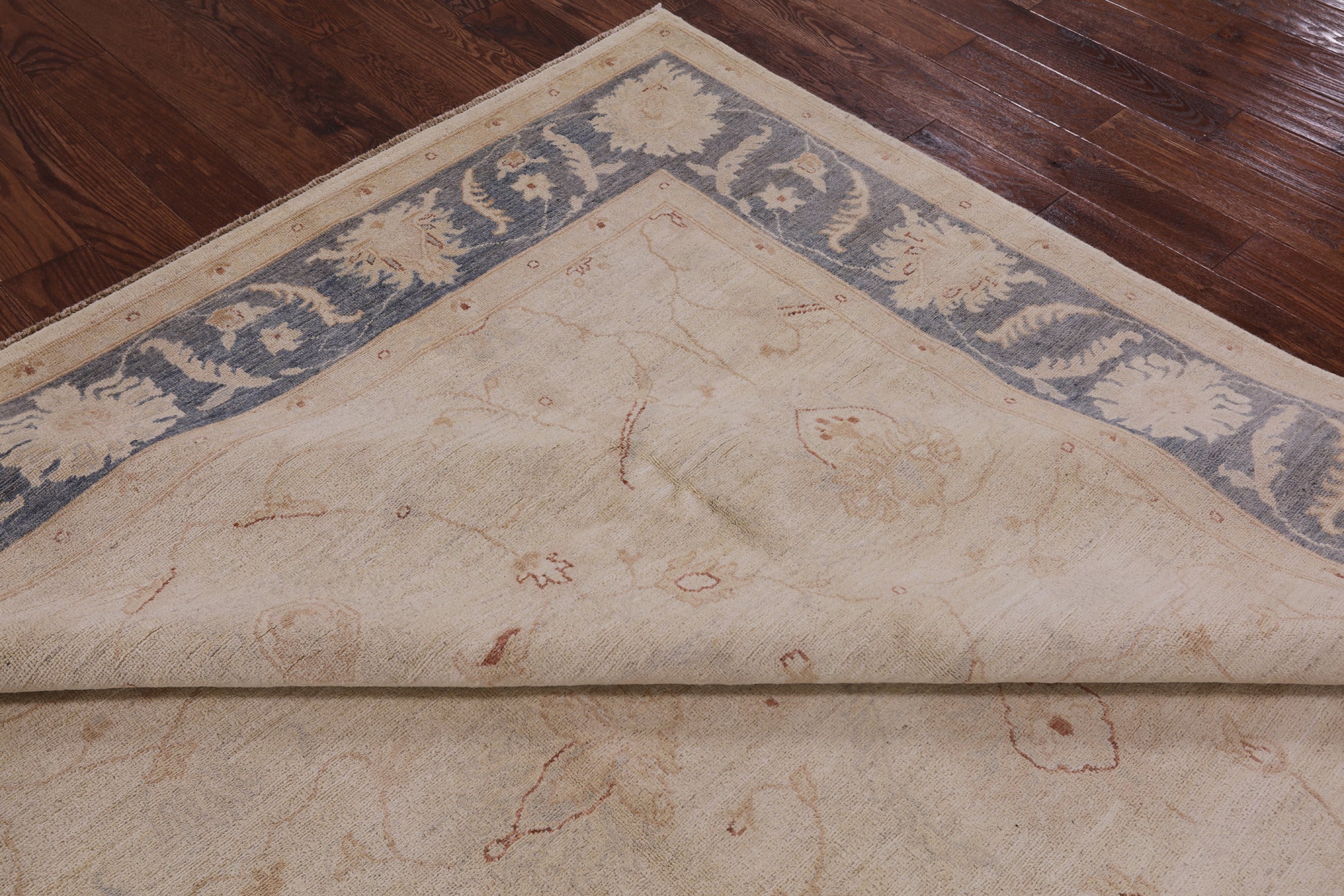 Ivory Peshawar Hand Knotted Wool Rug - 8' 2" X 10' 0" - Golden Nile