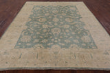 Green Chobi Peshawar Hand Knotted Wool Rug - 8' 3" X 9' 8" - Golden Nile