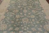 Green Chobi Peshawar Hand Knotted Wool Rug - 8' 3" X 9' 8" - Golden Nile