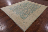 Green Chobi Peshawar Hand Knotted Wool Rug - 8' 3" X 9' 8" - Golden Nile