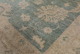 Green Chobi Peshawar Hand Knotted Wool Rug - 8' 3" X 9' 8" - Golden Nile