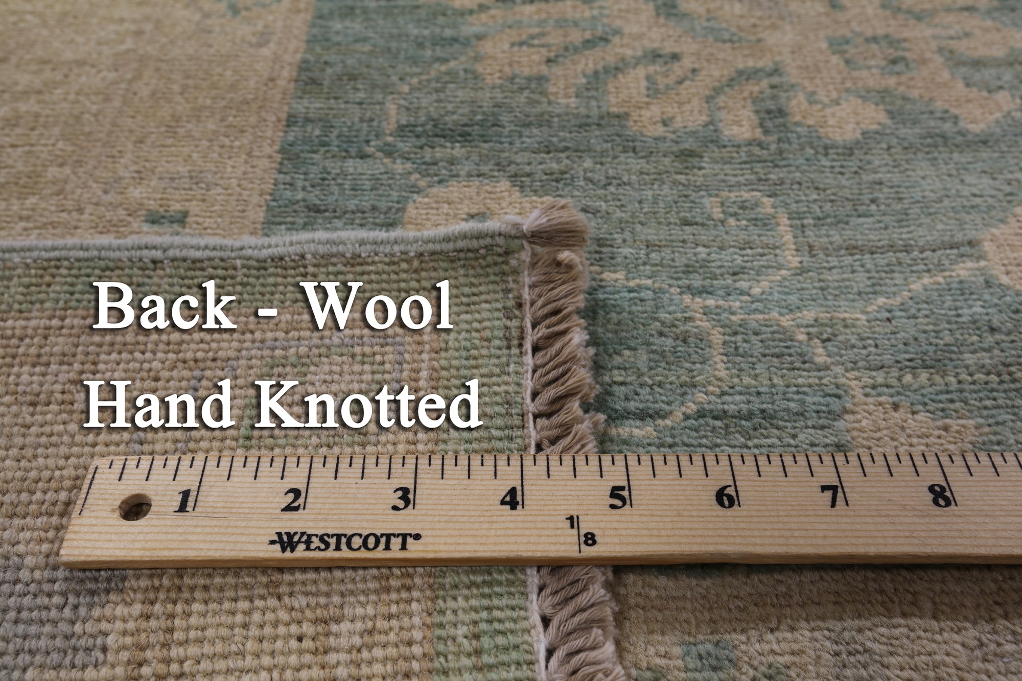 Green Chobi Peshawar Hand Knotted Wool Rug - 8' 3" X 9' 8" - Golden Nile