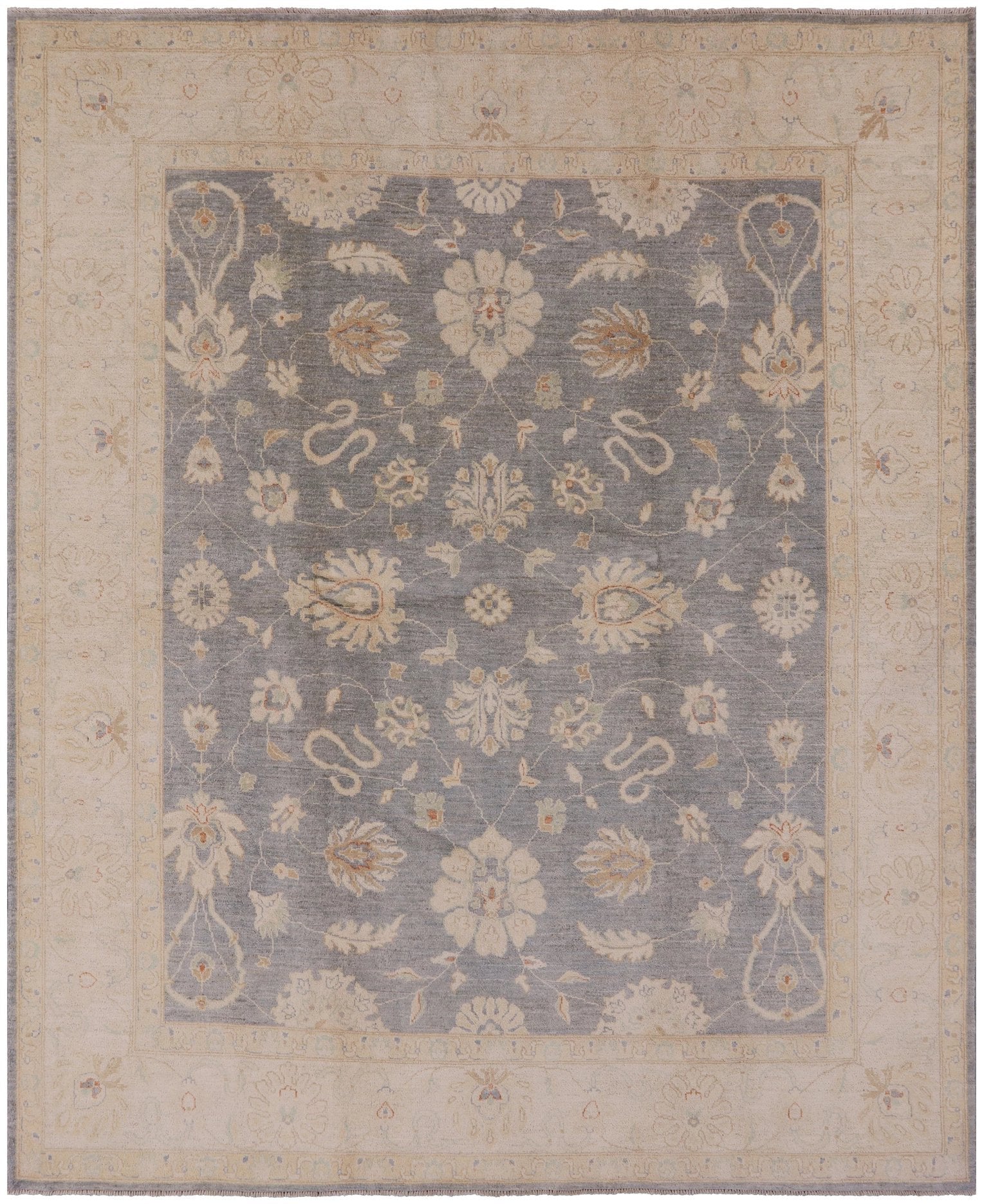 Chobi Peshawar Handmade Wool Area Rug - 8' 0" X 9' 10" - Golden Nile