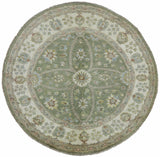 Green Chobi Peshawar Round Oriental Wool Rug 5 X 5 - Golden Nile