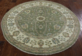 Green Chobi Peshawar Round Oriental Wool Rug 5 X 5 - Golden Nile