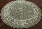 Green Chobi Peshawar Round Oriental Wool Rug 5 X 5 - Golden Nile