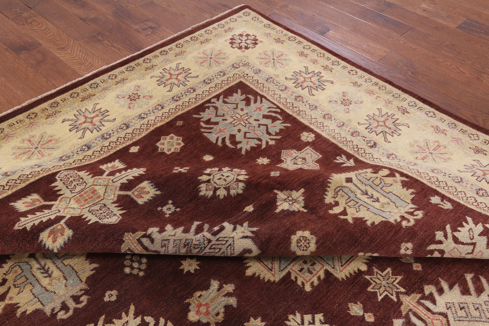 Fine Super Kazak Hand Knotted Wool Rug - 9' 0" X 12' 0" - Golden Nile