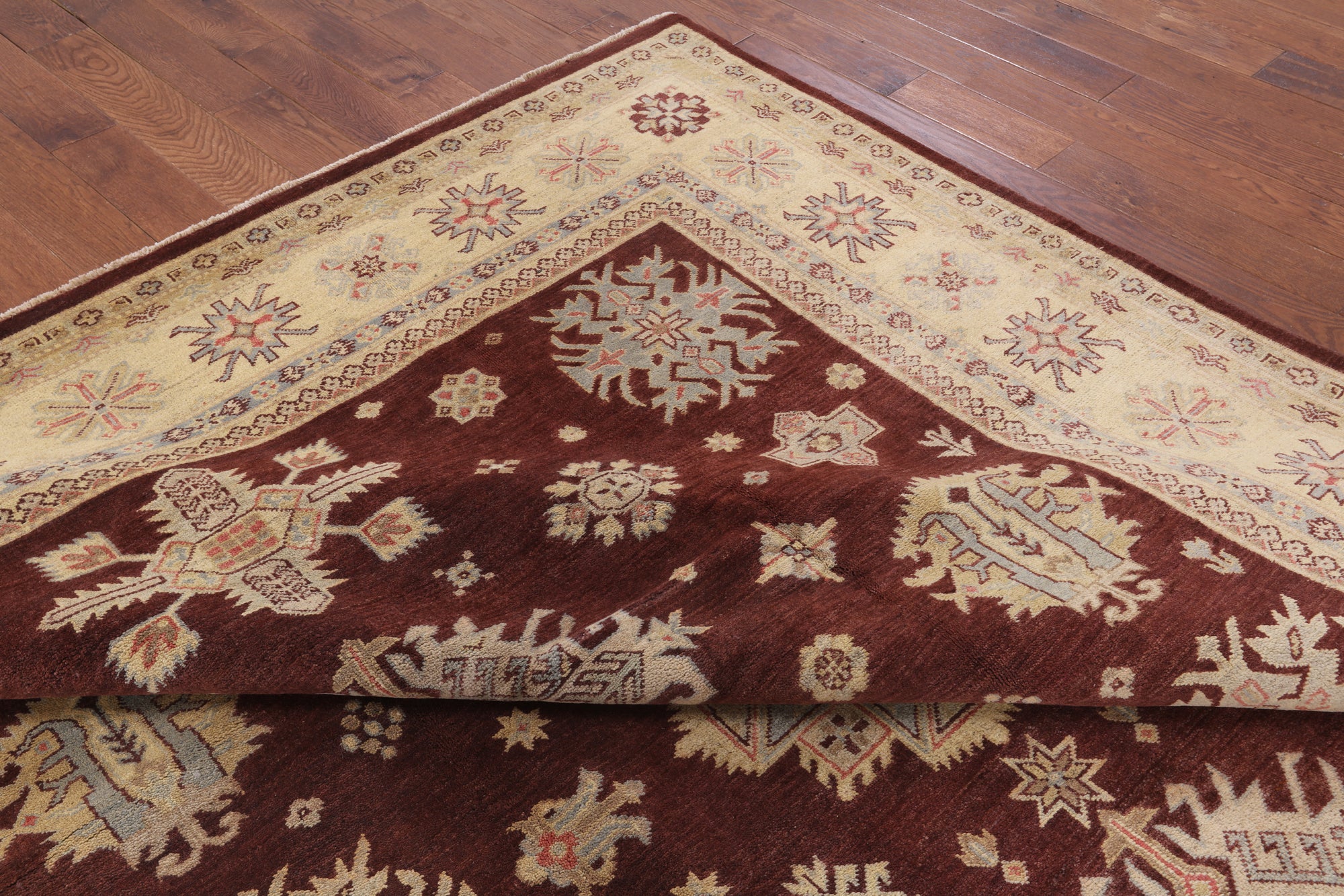 Fine Super Kazak Hand Knotted Wool Rug - 9' 0" X 12' 0" - Golden Nile