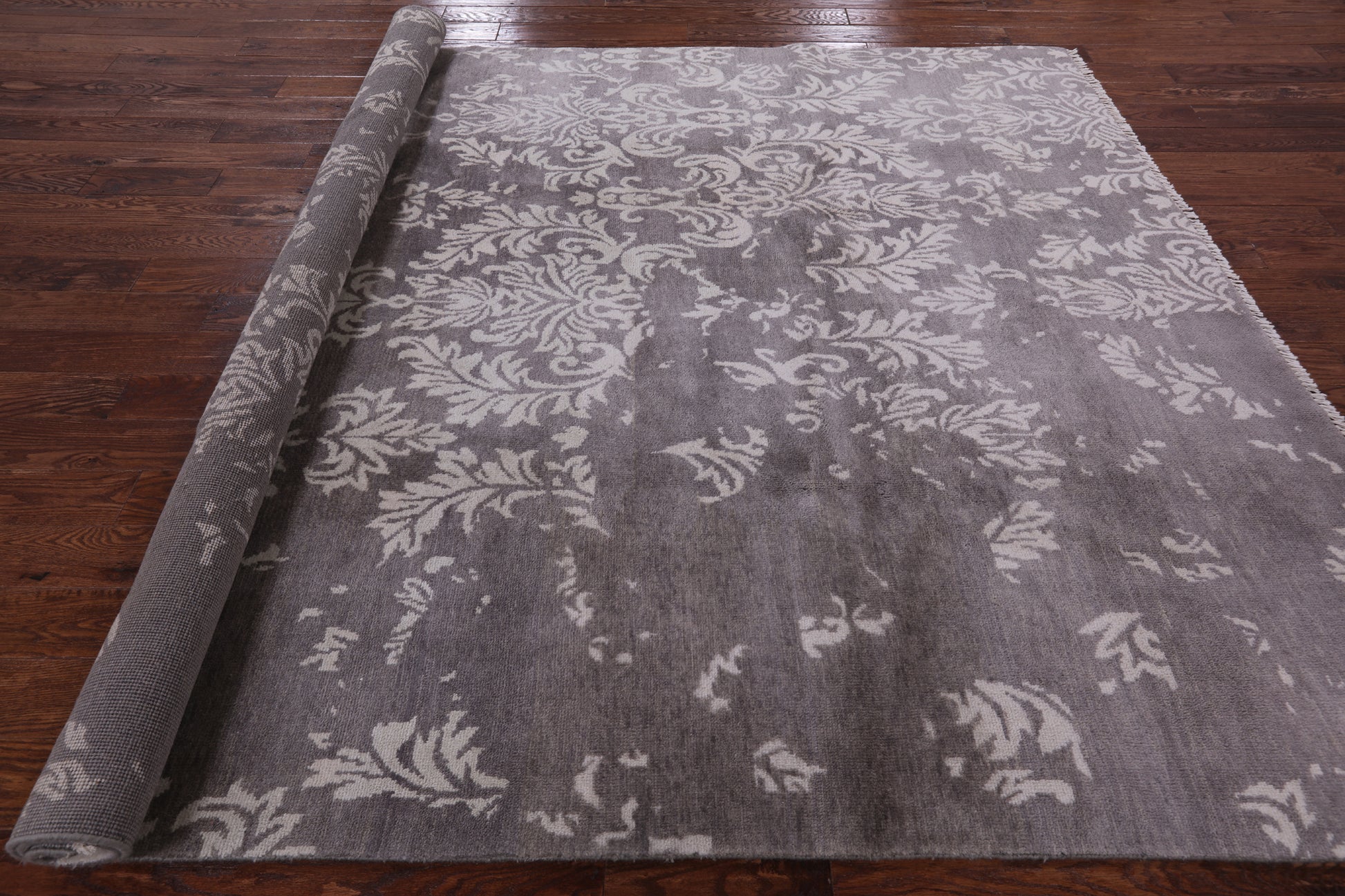 Grey Contemporary Handmade Wool Rug - 8' 0" X 9' 10" - Golden Nile