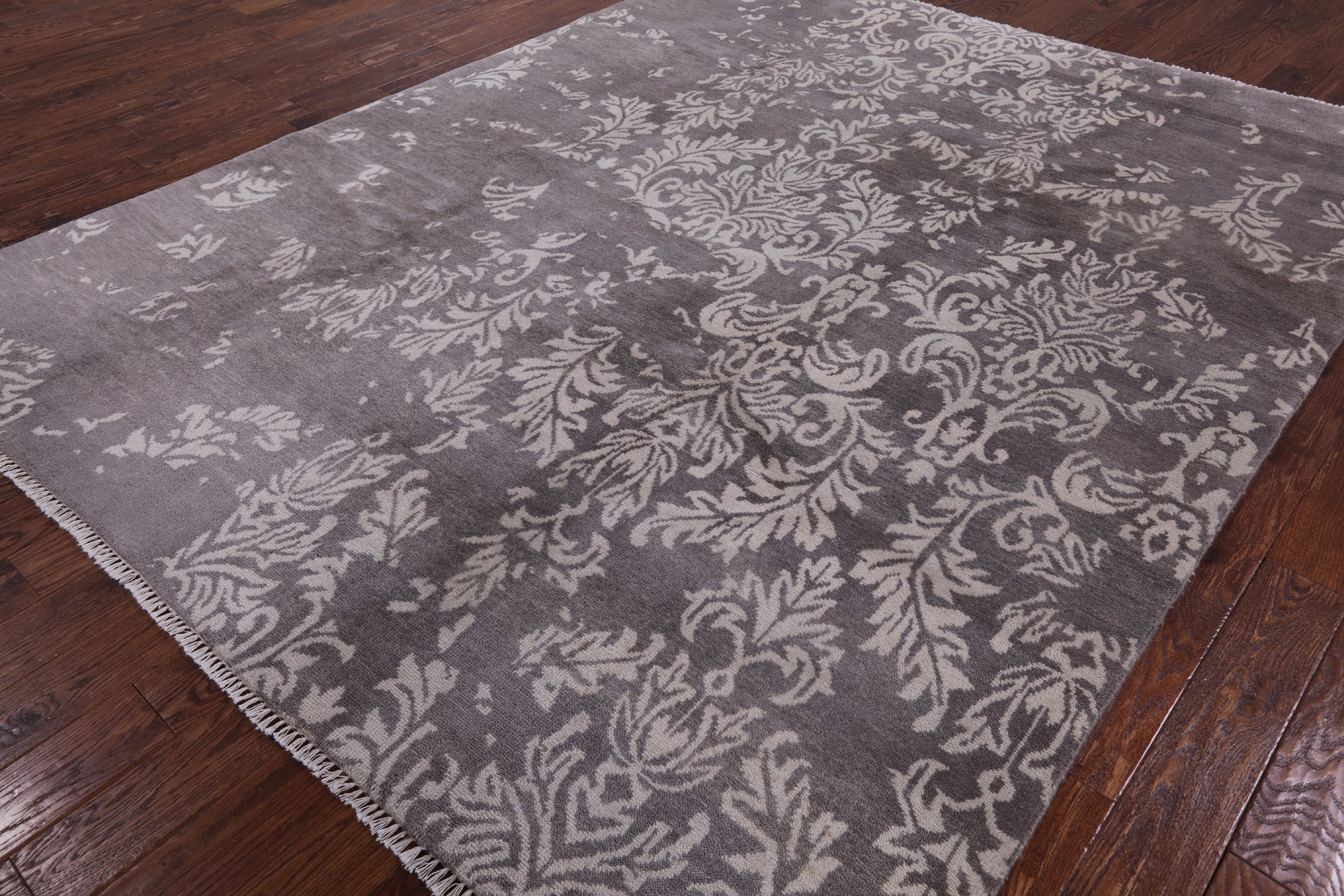 Grey Contemporary Handmade Wool Rug - 8' 0" X 9' 10" - Golden Nile