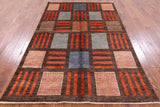 Brown Tribal Gabbeh Hand Knotted Wool Area Rug - 5' 4" X 8' 0" - Golden Nile