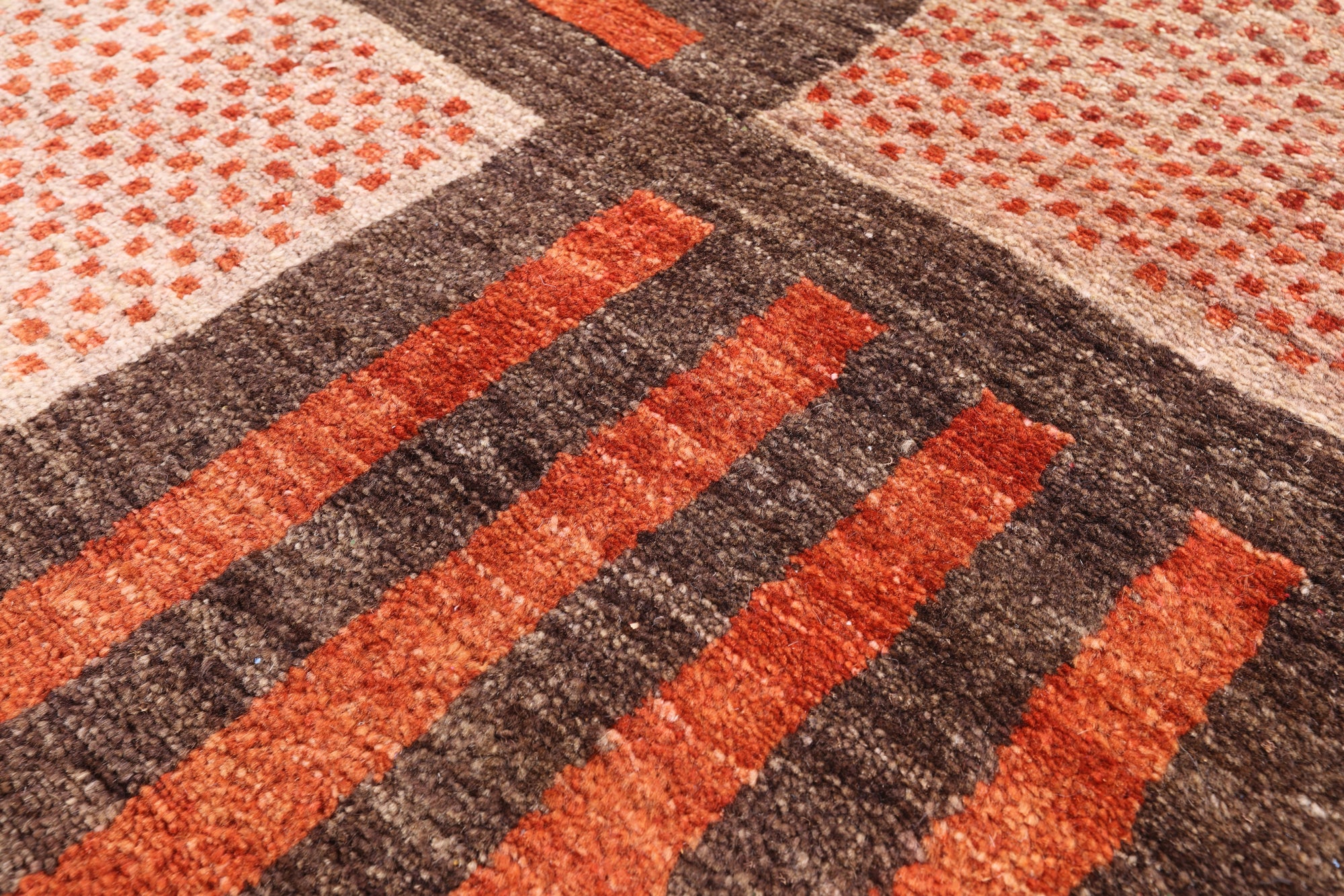 Brown Tribal Gabbeh Hand Knotted Wool Area Rug - 5' 4" X 8' 0" - Golden Nile