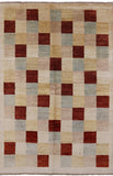 Tribal Gabbeh Handmade Wool Area Rug - 5' 1" X 7' 7" - Golden Nile