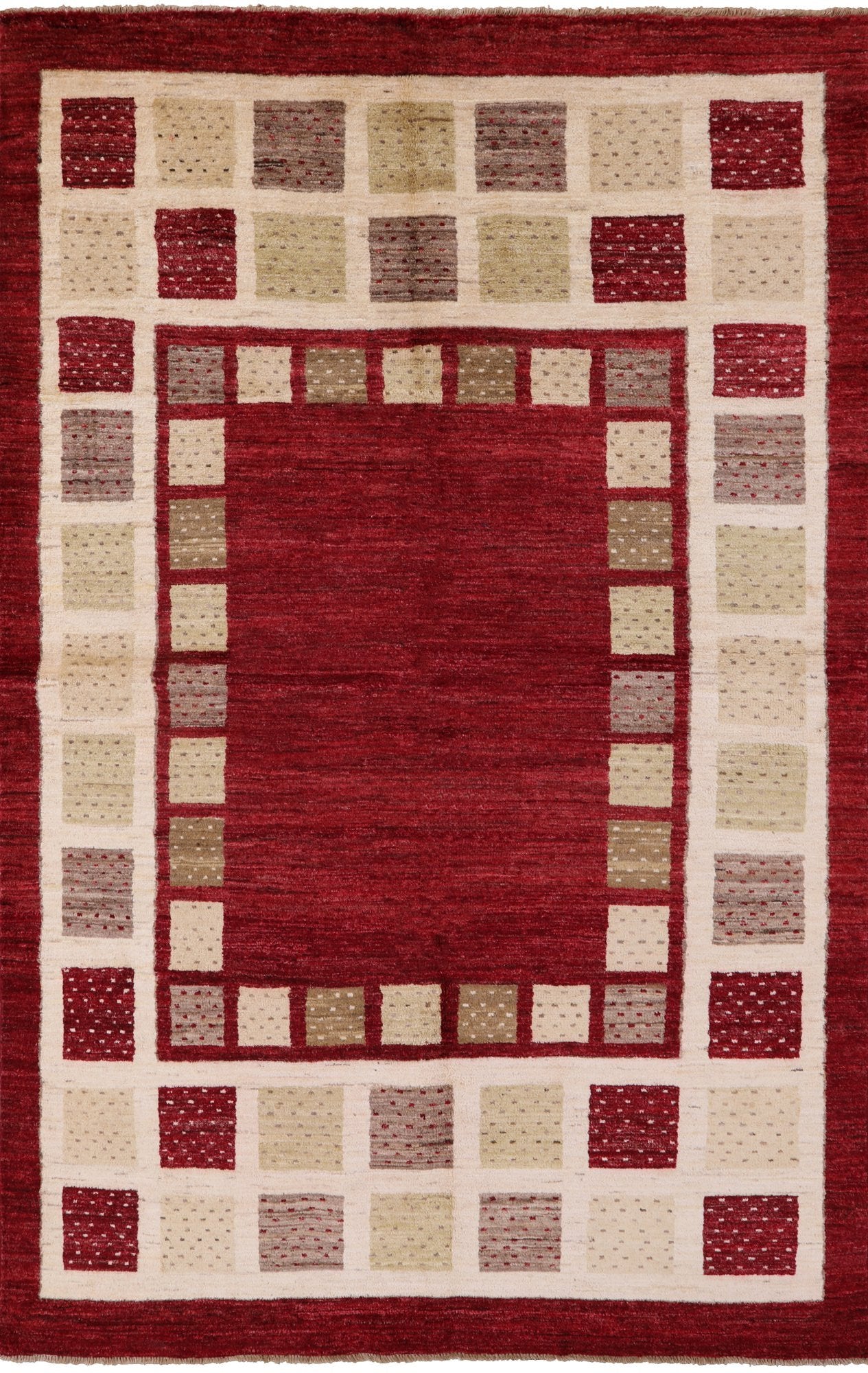 Red Persian Gabbeh Hand Knotted Wool Area Rug - 5' 8" X 8' 6" - Golden Nile