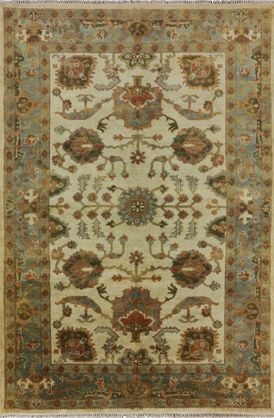 Hand Knotted Oushak Area Rug 6 X 9 - Golden Nile