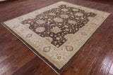 Brown Peshawar Hand Knotted Wool Rug - 8' 2" X 10' 1" - Golden Nile
