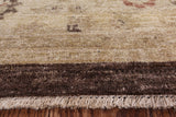 Brown Peshawar Hand Knotted Wool Rug - 8' 2" X 10' 1" - Golden Nile