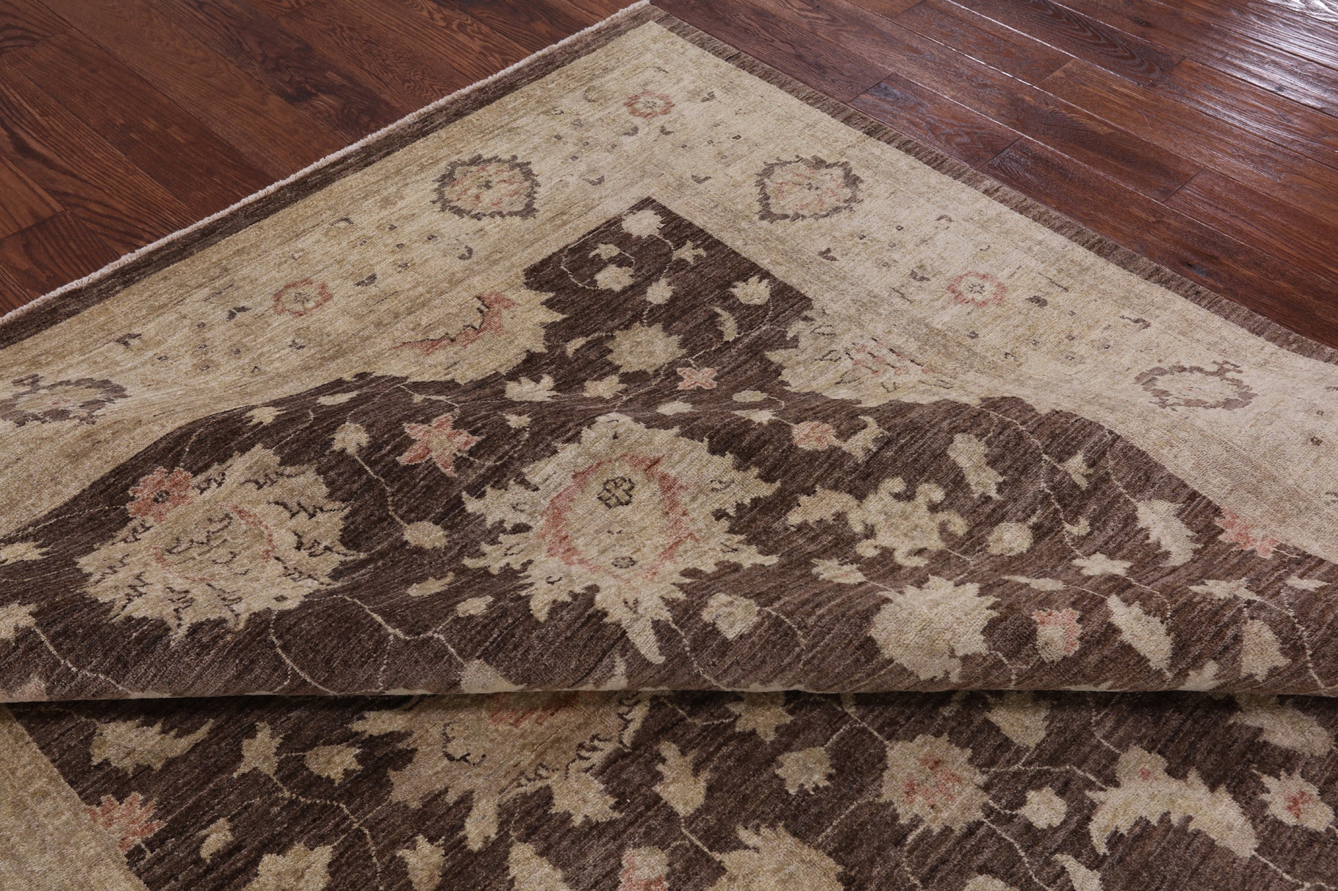 Brown Peshawar Hand Knotted Wool Rug - 8' 2" X 10' 1" - Golden Nile