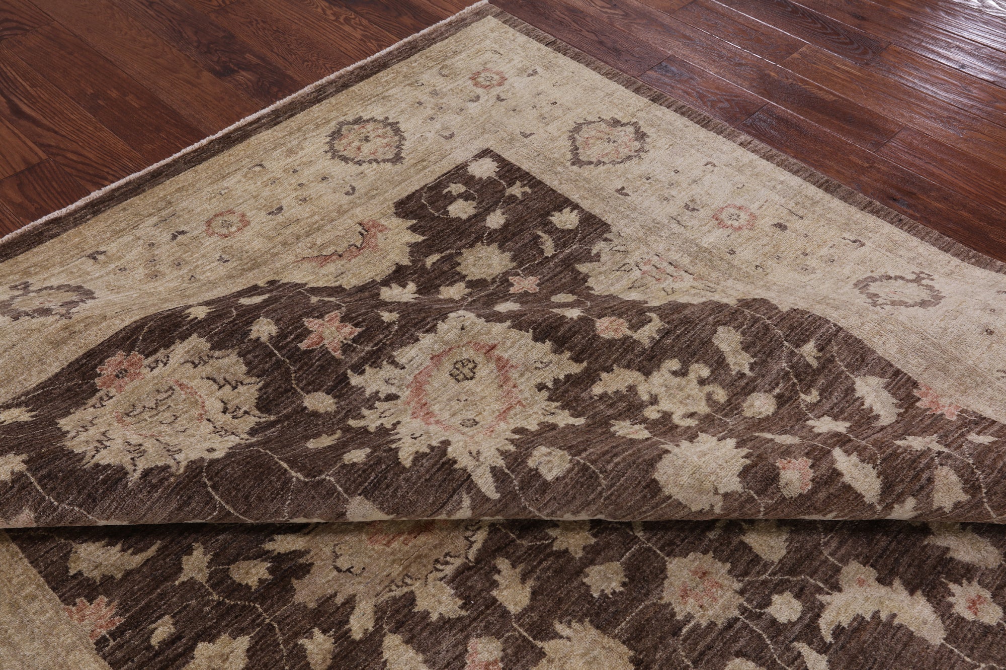 Brown Peshawar Hand Knotted Wool Rug - 8' 2" X 10' 1" - Golden Nile