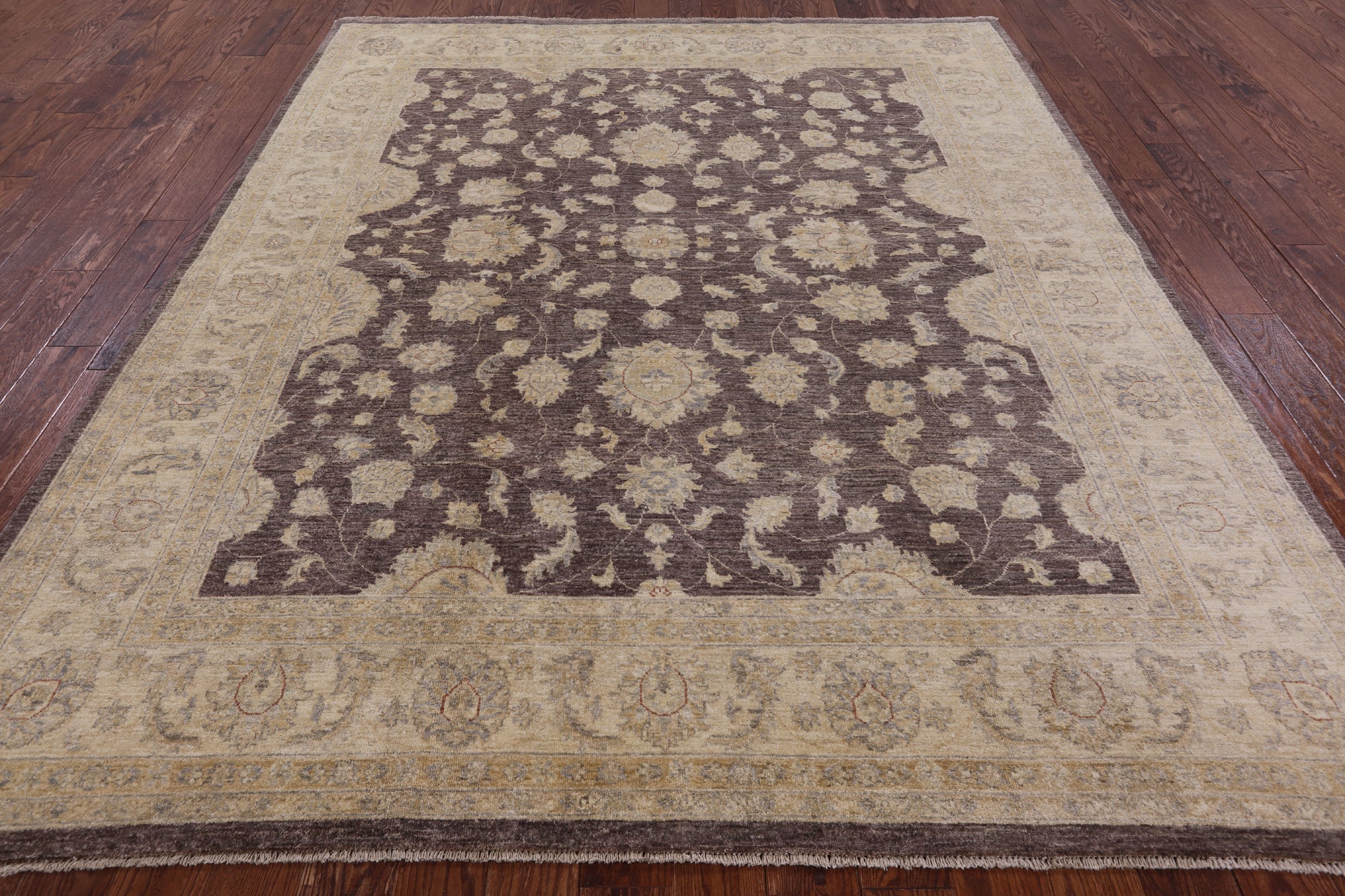 Peshawar Hand Knotted Wool Area Rug - 8' 2" X 9' 10" - Golden Nile