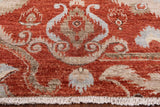Red Ikat Hand Knotted Wool Rug - 8' 3" X 10' 3" - Golden Nile