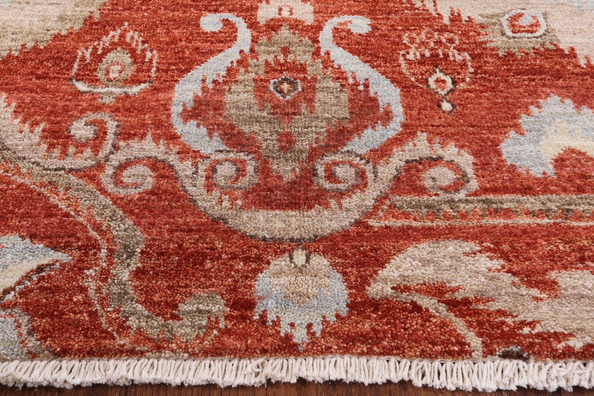 Red Ikat Hand Knotted Wool Rug - 8' 3" X 10' 3" - Golden Nile