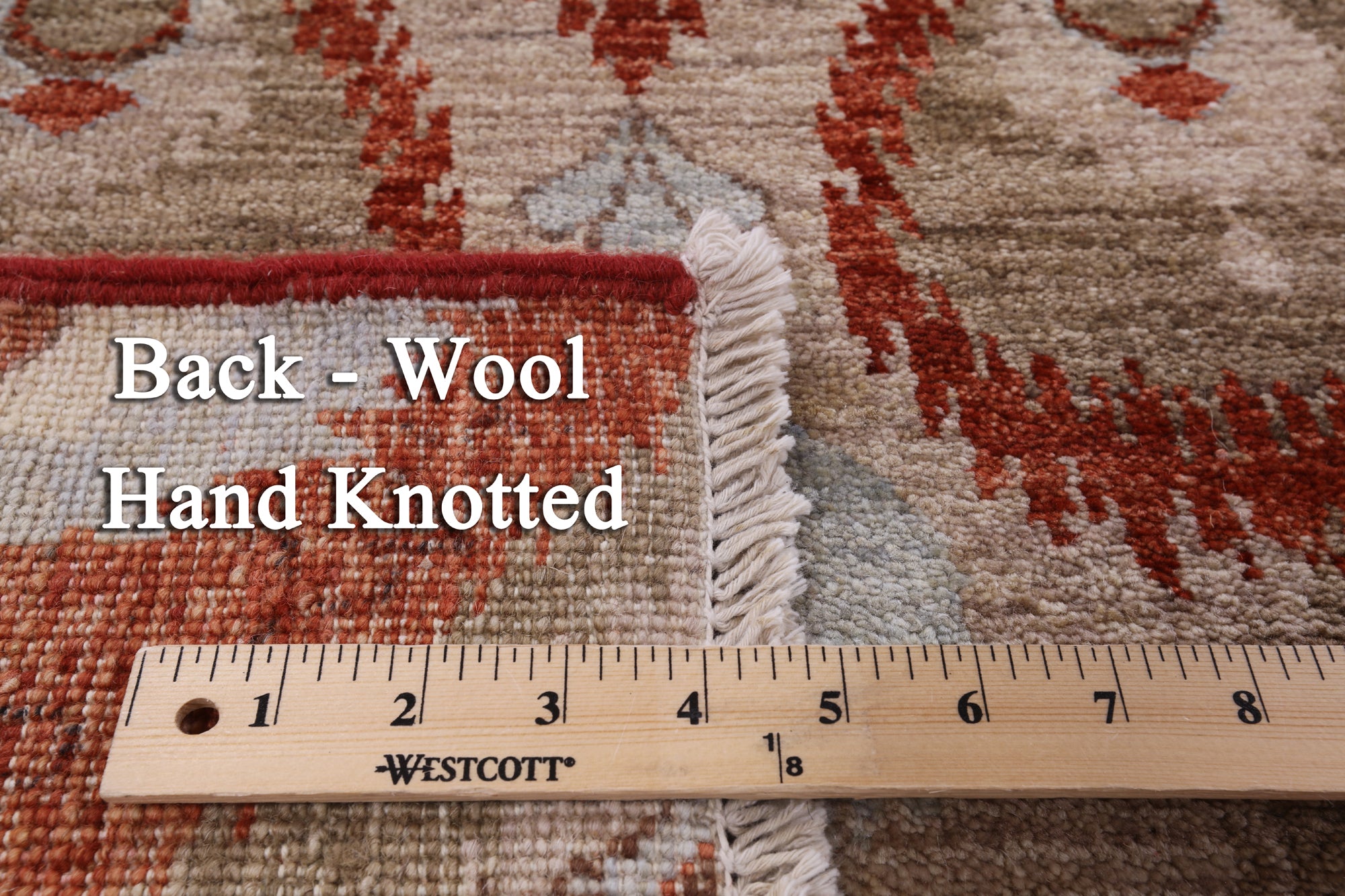 Red Ikat Hand Knotted Wool Rug - 8' 3" X 10' 3" - Golden Nile