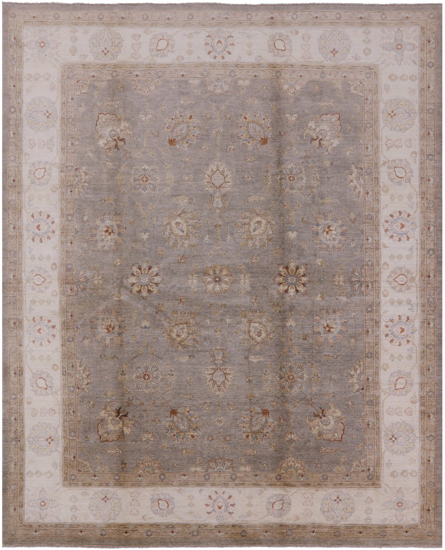 Peshawar Hand Knotted Wool Area Rug - 8' 0" X 9' 10" - Golden Nile