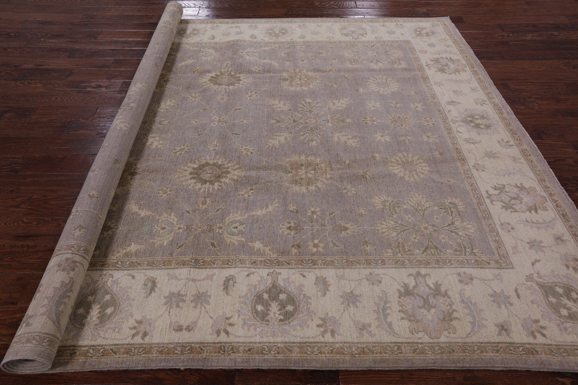 Grey Peshawar Handmade Wool Rug - 8' 2" X 9' 10" - Golden Nile