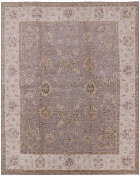 Grey Peshawar Handmade Wool Rug - 8' 2" X 9' 10" - Golden Nile